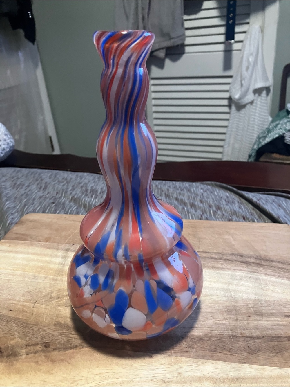 Vintage Art Glass Speckled Swirled Bud Vase